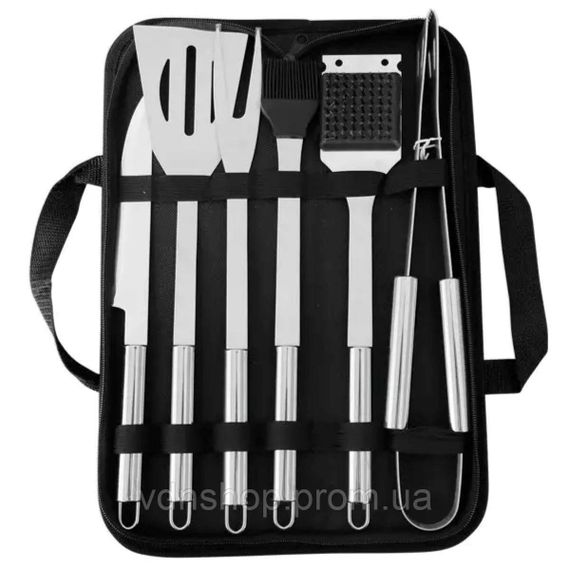 Набір аксесуарів для барбекю, мангала, гриля 6 предметів 40х10х5 см мангальне приладдя HP-20-73