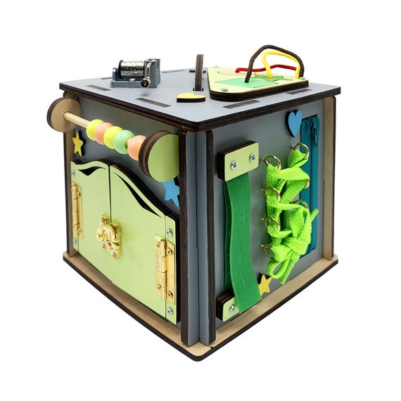 Розвиваюча іграшка Бізикуб Temple Group TG158746 15х15х15 см Сірий | Зображення 1