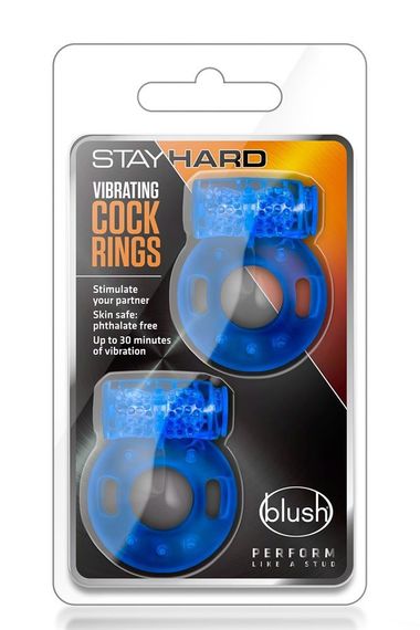Набір вібро-ерекційних кілець Stay Hard Blush 2 шт, блакитні, 3.8 см Sex Aura | Зображення 5