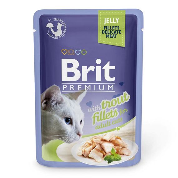 Корм Brit Premium Trout вологий з фореллю в желе для дорослих котів 85 гр