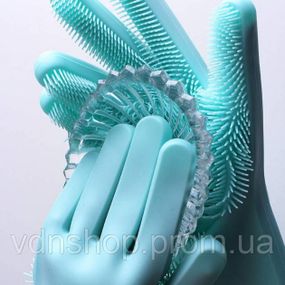Силіконові рукавички Magic Silicone Gloves Pink для прибирання чистки миття посуду для будинку. Колір: бірюзовий GB-41