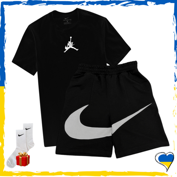Комплект шорти Nike Big Swoosh та футболка Nike+Jordan. Комплект Найк Біг Свуш Чорний, XS/S