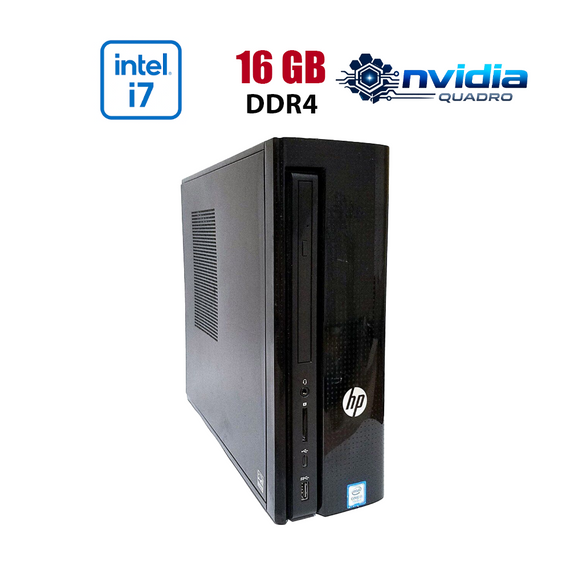 ПК HP Slimline 270-P043W SFF / Intel Core i7-7700 (4 (8) ядра по 3.6 - 4.2 GHz) / 16 GB DDR4 / 256 GB SSD / nVidia Quadro P400, 2 GB GDDR5, 64-bit / Win 10 Lic б/у