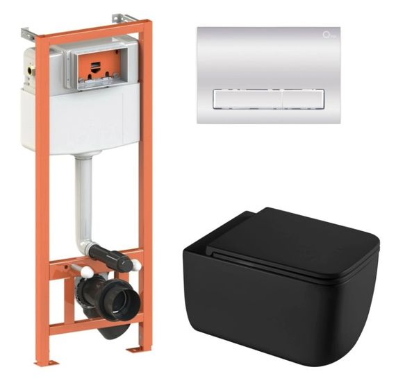 Набір Qtap Nest 4 в 1 підвісний унітаз Gemini Ultra Quiet 530х365х373 + комплект інсталяції QT2533076EUQMB46177