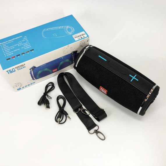 Портативна колонка TG642 з RGB підсвічуванням та ремінцем, акумуляторна колонка для музики. Колір: чорний | Зображення 7