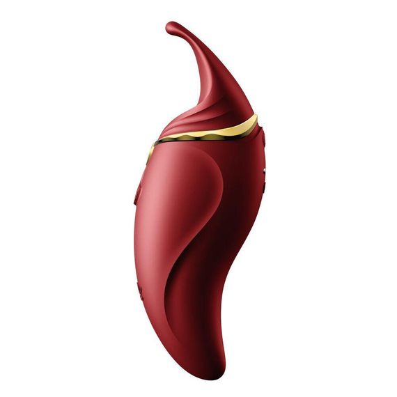 Вибратор 2в1 с язычком Zalo — Hero Wine Red, кристалл Swarovski Sex Aura | Зображення 1
