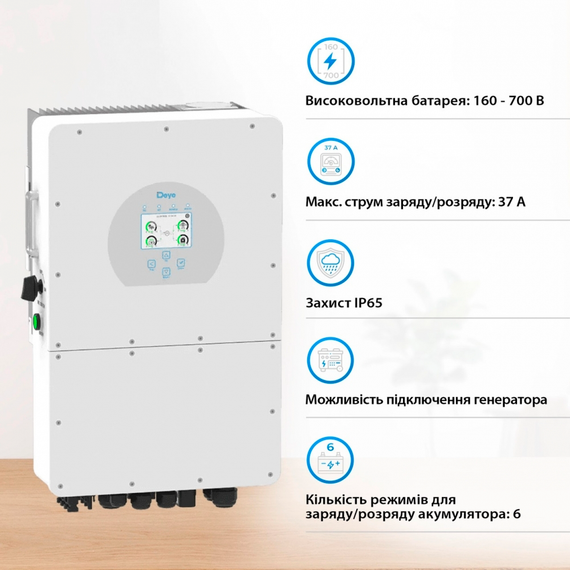Трехфазный гибридный солнечный инвертор 15 кВт Deye SUN-15K-SG01HP3-EU-AM2, 48 В | Зображення 2