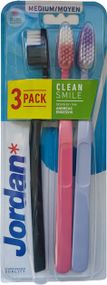 Набір зубних щіток Jordan Clean Smile середньої жорсткості 3 шт. (чорна + лілова + рожева)