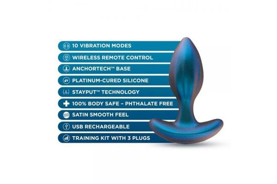 Набір анальних пробок з вібрацією Blush Anal Adventures на пульті керування, блакитні sexstyle | Зображення 2