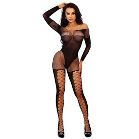 БодіСтокінг (Боді комбінезон Сітка) Babydoll 44 Чорний w870