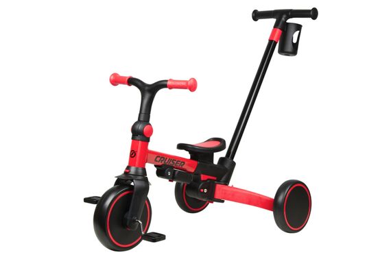 Триколісний біговел 3 в 1 Maraton Tri-cycle Cruiser Milano 001 red з батьківською ручкою