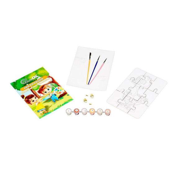 Деревянный пазл-раскраска А5 "Гусочка" Puz-22937 кисточка, краски, клейкая пленка | Зображення 5