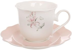 Чайний порцеляновий набір "Pink Orchid" 4 чашки 250мл з блюдцями