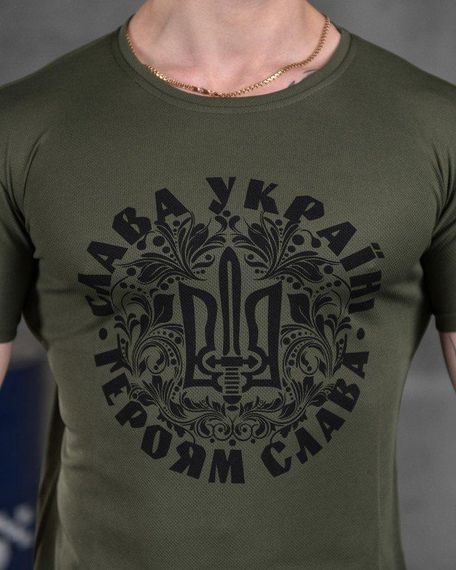 Футболка мужская олива Слава Украине хаки XL
