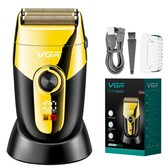 Электробритва VGR V-383 шейвер, двойное лезвие и триммер, IPX4, LED дисплей