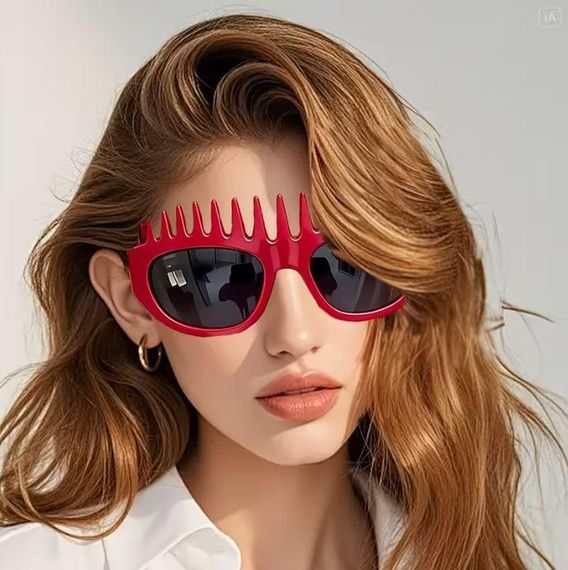 Окуляри-гребінь Balenciaga Style (червоні) — футуристичні окуляри для фотосесій та вечірок. | Зображення 3