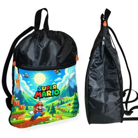 Рюкзак-мішок для взуття, спортивної форми Супер Маріо «Super Mario» дитяча сумка для змінки з розширювачем (01312)