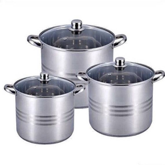 Набір каструль 6 предметів із кришками 11л, 13л, 16л Benson BN-215