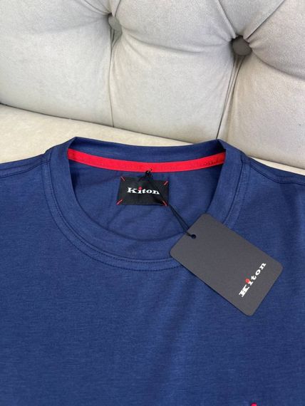 Футболка чоловіча Kiton темно-синя f717 | Зображення 2