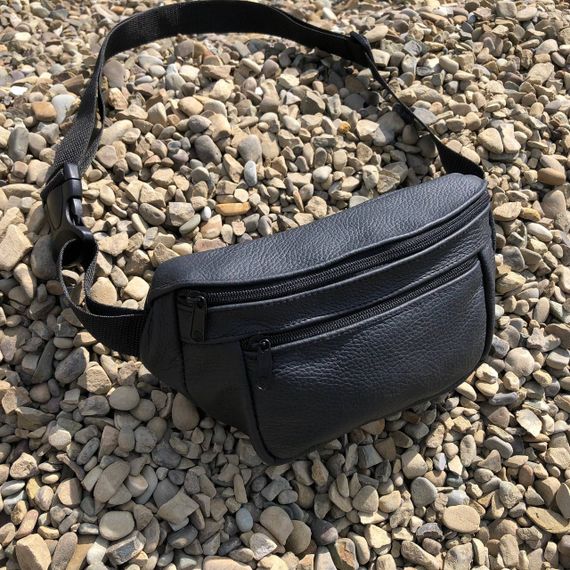 Сумка ремінь на пояс чоловіча, Чоловіча чорна сумка, Універсальна на пояс Містка бананка VF-75 | Зображення 3