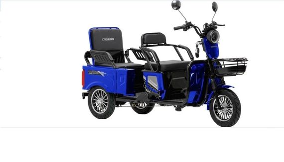 Електротрайк Crosser Transit TR-5 1500 W 72 V 24 Ah, вантажний триколісний електроскутер до 60 км, 3 місця Синій | Зображення 7