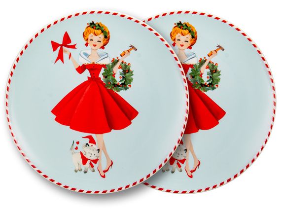 Новогодний набор тарелок Miss Christmas Duo 20,5 см фарфор