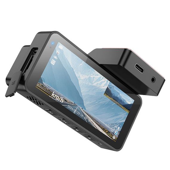 Відеореєстратор Hoco DV12 2K display + GPS (with rear camera) Silver gray | Зображення 2
