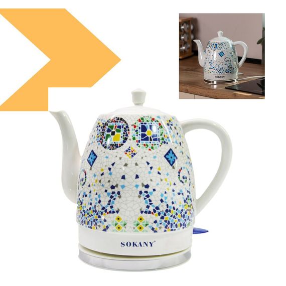 Електричний чайник безшумний Sokany SK-09008 1,5 л Білий (47843-SK-09008_771) | Зображення 1