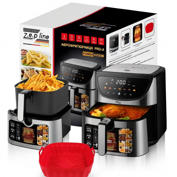 Профессиональная фритюрница Zepline ZP-217, 12 л, 4200 Вт, 2 ТЭНа, антипригарные корзины, сенсорное управление | Зображення 4
