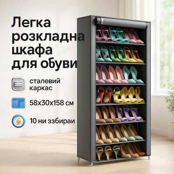 Шафа для одягу з тканинними відділеннями, Побутова тканинна шафа для спальні тканинна wardrobe VZ-70
