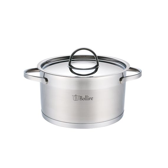 Каструля Bollire Catania BR-2303, 3. 4 л, 20 см, з нержавіючої сталі з кришкою, для всіх типів плит