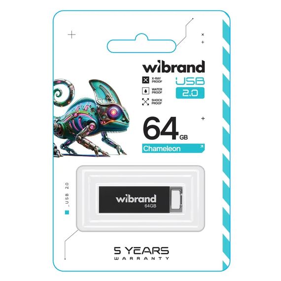 USB флеш накопичувач Wibrand 64GB Chameleon Black USB 2.0 (WI2.0/CH64U6B) | Зображення 1