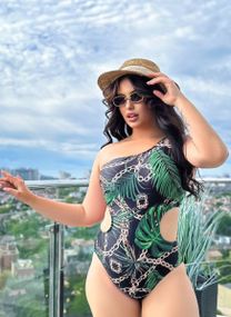 Суцільний  яскравий купальник PLUS SIZE з утяжкою