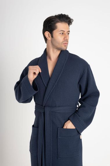 Мужской муслиновый халат Nusa 24670  синий  4XL | Зображення 2