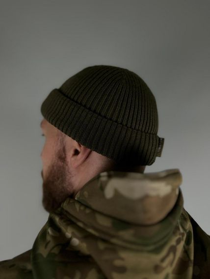 Шапка Докер(біні) ULTIMATUM Сіра OneSize, чоловіча трикотажна укорочена з підворотом | Зображення 6