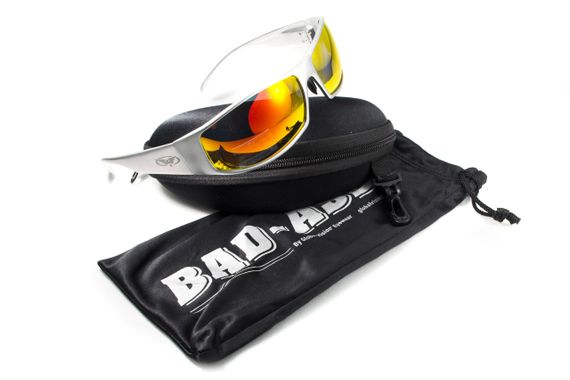 Окуляри захисні Global Vision Bad-Ass-1 Silver (G-Tech™ red) дзеркальні червоні в сріблястій металевій оправі | Зображення 2