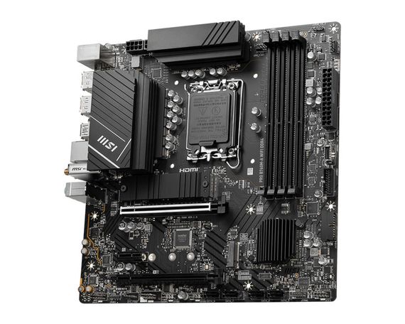 Материнcька плата MSI PRO B760M-A WIFI DDR4 s1700 B760 4xDDR4 M.2 HDMI DP WiFi BT mATX 911-7D99-055 | Зображення 2