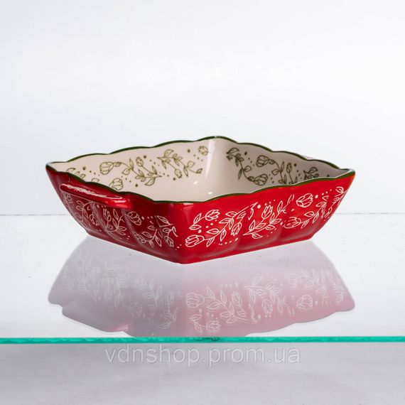 Форма для запікання Vintage 20×16.5×4 (см) квадратна з ручками Червона HM04-13 | Зображення 3