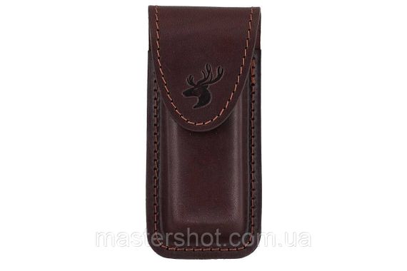 Чохол для складного ножа ліхтарика на липучці XXL шкіра велюр коричневий