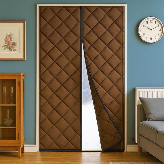 Теплі штори на дверях (на магнітах) Коричневі P 130*200 см | Зображення 9