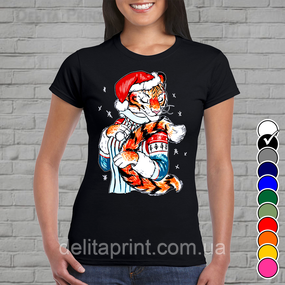 Футболка з новорічним принтом "Круті НГ Тигриця" Family Look Новий Рік