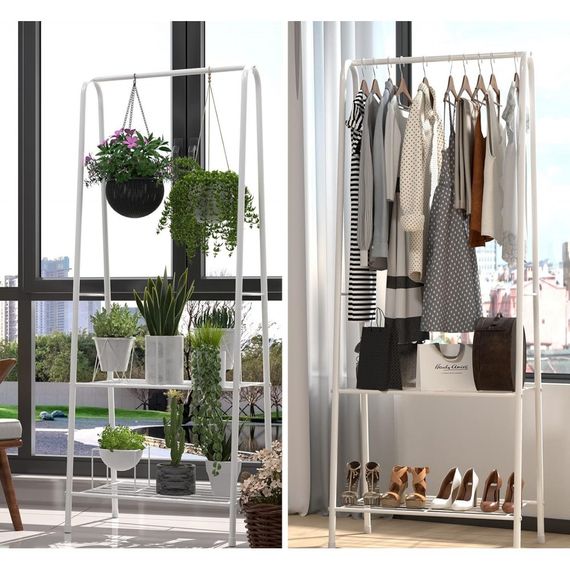 Вішалка для одягу та взуття з полицею Bonro Бонро B35 біла (42400255) | Зображення 3