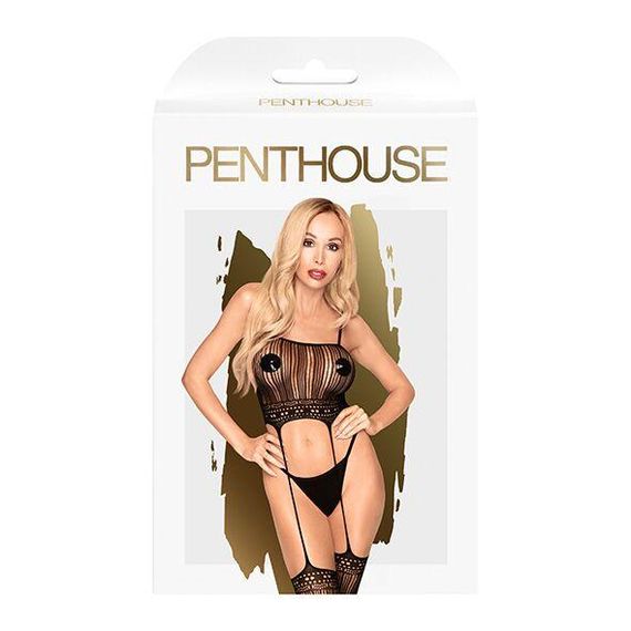 Бодістокінг з топом та панчохами на підв'язках Penthouse - Sex Dealer Black S/L, S/M/L | Зображення 2