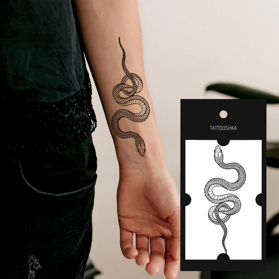 Тату тимчасове Змія Tattooshka L-5 10 см Чорний shop (5805800012759) | Зображення 1
