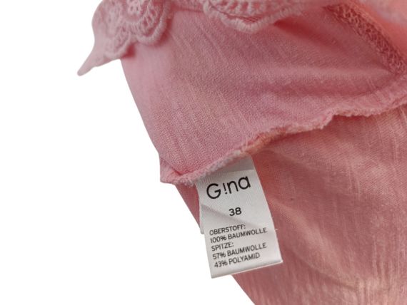 Б/у Футболка жіноча Gina M 44-46 рожева з мереживом подовжена спинка | Зображення 6