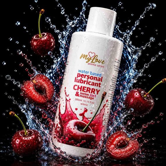 Водний лубрикант 2в1 для інтимної близькості та масажу MyLove Aroma Series Cherry (Вишня), 300 мл Sex Aura | Зображення 1