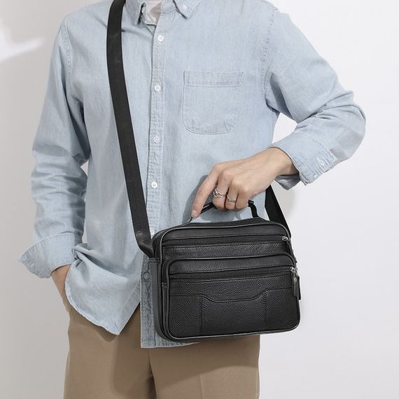 Чоловіча сумка-барсетка з ручкою шкіряна з ременем через плече чорна BEXHILL BX-14440B | Зображення 2