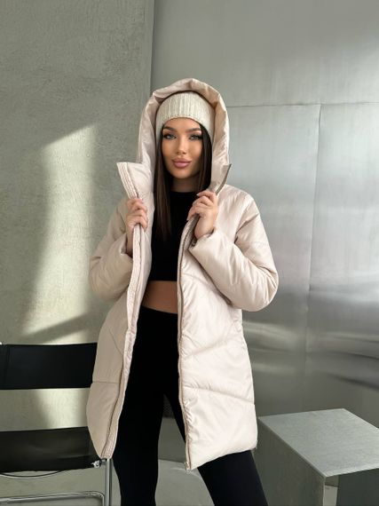 Женская теплая зимняя куртка с капюшоном NB23053 размер 50/52 цвет светло-бежевый | Зображення 1