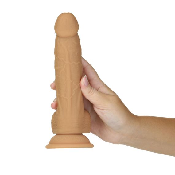 Фалоімітатор ADDICTION Dual Density Silicone Dildo Caramel 8″, присоска, діаметр 4,3 см, віброкуля в Sex Aura | Зображення 5