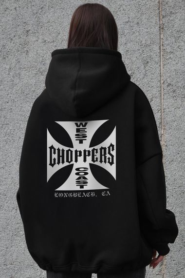Оверсайз Худі Толстовка На Флісі З Капюшоном Та Принтом Without Choppers Black | Зображення 4